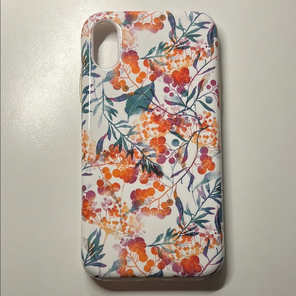 White/Orange Floral Pattern Phone Case- iPhone Xr